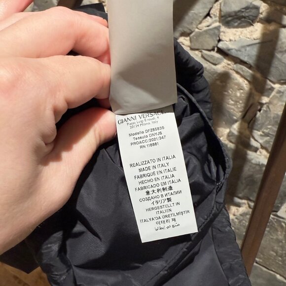 Versace Black Nylon Greca Print Logo Rucksack Drawstring Bag - Picture 11 of 12